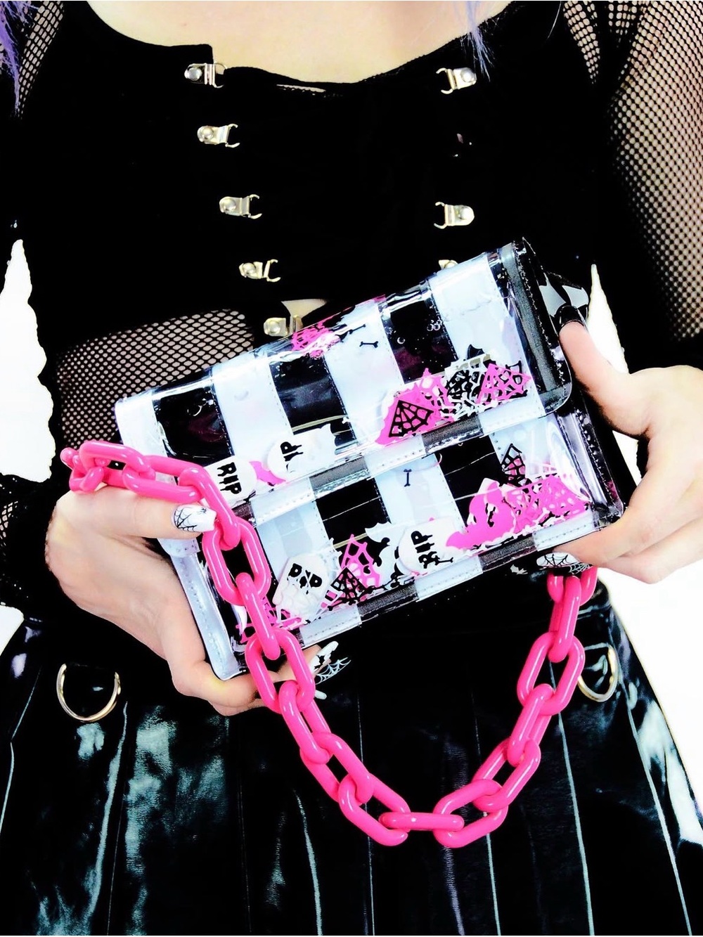 Electric Bubblegum Stripe Mini Crossbody Purse